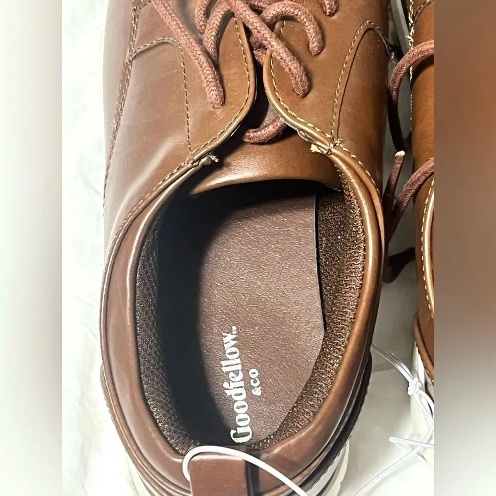 Goodfellow Brown Faux Leather Lace Up Men's Business Professional Shoes 8 NWT